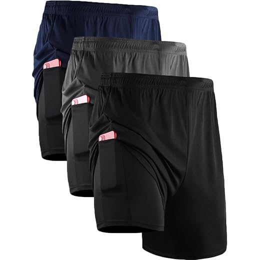 Kit 3 Shorts Masculino 2 em 1 Fitness Bermuda Para Treino