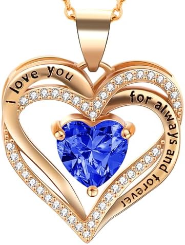 Necklace for Women, Heart Infinity Birthstone Jewelry Gift for Women, Birthday Anniversary Heart Necklace for Wife Girlfriend Mom Daughter