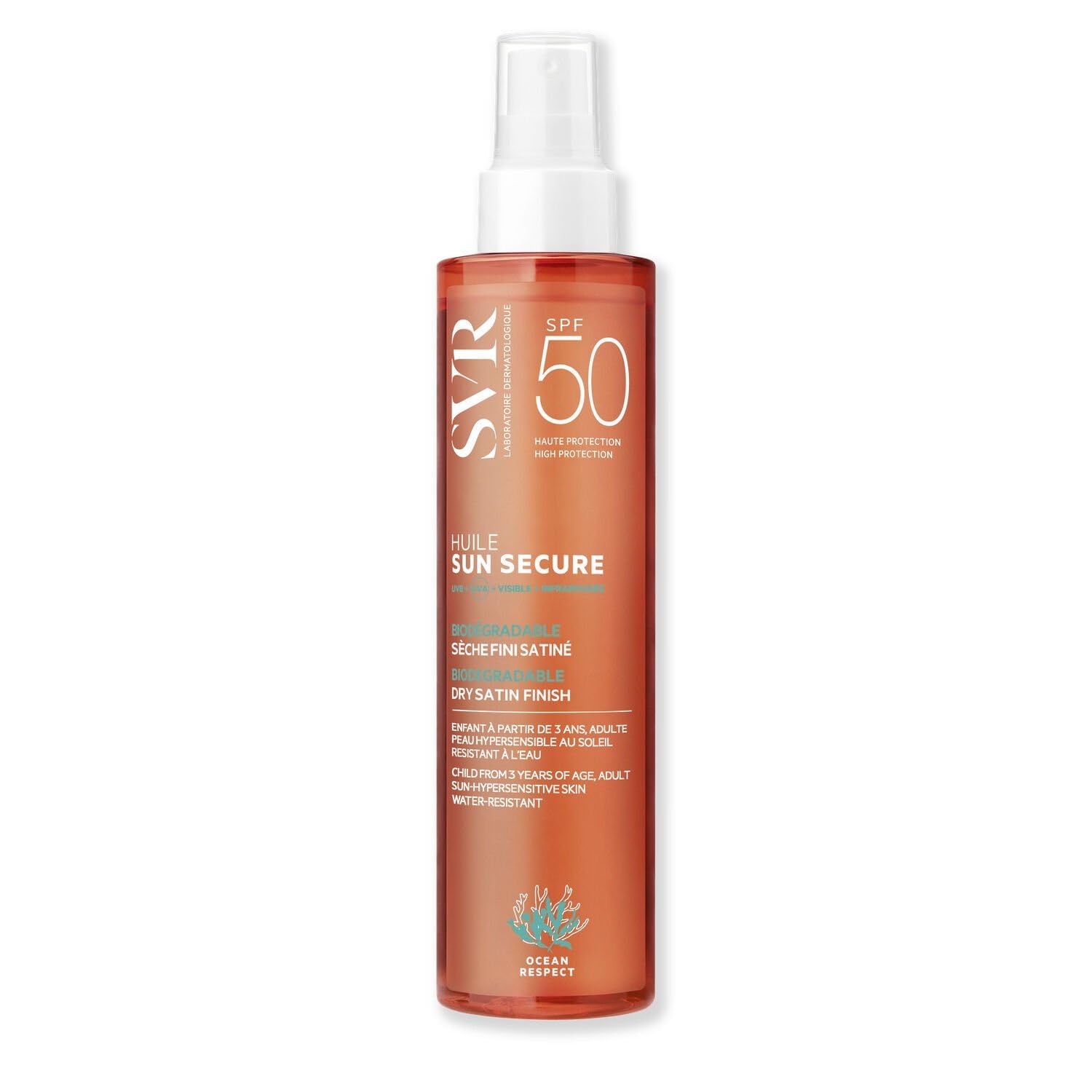LABORATOIRE SVR – Protection Solaire SPF 50+ Peaux Sensibles, Fini Satiné Léger (Spray 200mL) - lot de 2 - Vendu par Lot