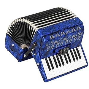 JXRY Blue Piano-accordeon met piano-sleutels en luidsprekers 26 toetsen 48 bas-accordeon toetsenbordinstrument 3 tuner…