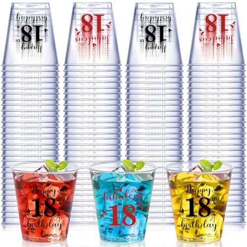 Rumia B3N8V 100 Pcs 18Th Birthday Shot Glasses 18Th Birthday Decorations For Girls Boys 18 Fabulous Shot Glasses 2 Oz Plastic Disposable Cups 18Th Birthday Party Favors Gifts Anniversary Wedding Decor cover