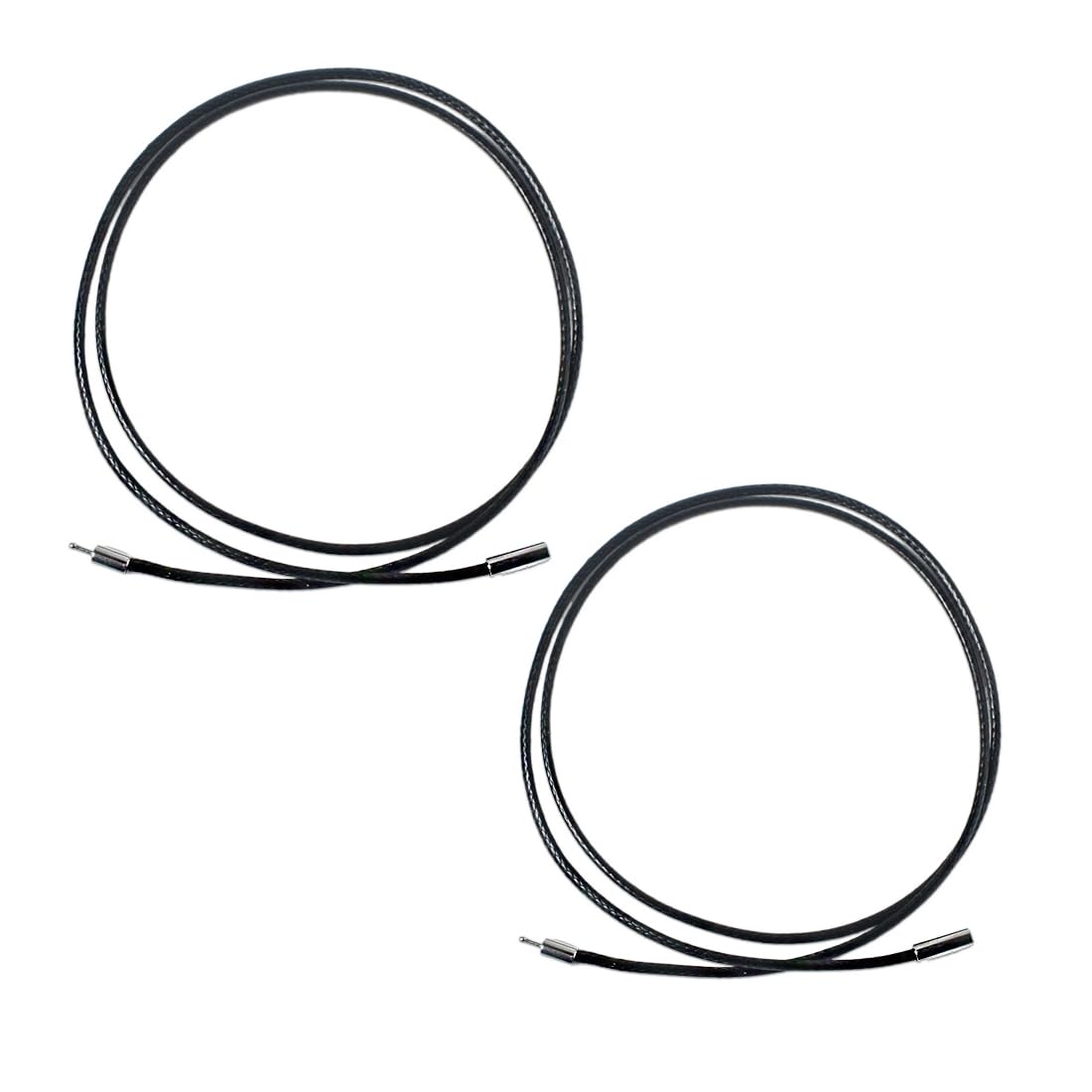 KENAV 2 Pcs Collar Cordon Cuero para Colgantes, Cadena De Cuero con Cierre De Acero Inoxidable Collar Básico Cadena Cuerda Trenzada Hombre Mujer, 45/50cm de Collar Fino Negro