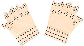 Fingerless Magnetic Therapy Gloves for Half-finger Design Anti-slip Compression Gloves for Joint Support and Muscle Relaxation Beige