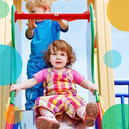 Dunzy 12 PCS Steel Monkey Bars Monkey Bar Rods Ladder Rungs Hardware Kit Monkey Bar with Screws for Backyard Playground Mounting Plates and Powder Coating (Red,16.5 Inch)