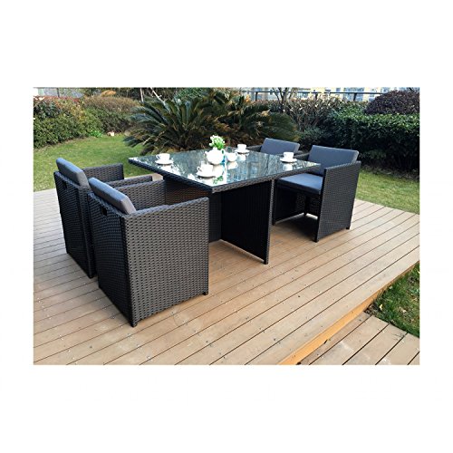 JFB Le Vito : Salon Jardin Noir encastrable en résine 4 Personnes