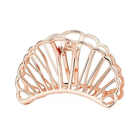Numblartd Vintage Simple Hollow Metal Sector Large Hair Claw Jaw Clips - Women Lady Alloy Ponytail Holder Hair Clamp Hairpin Hair Accessories for Thick Hair (Rose Gold) Cover