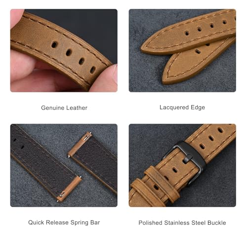 Correas de reloj de cuero de repuesto BISONSTRAP unisex 21mm resistentes y comodas 4