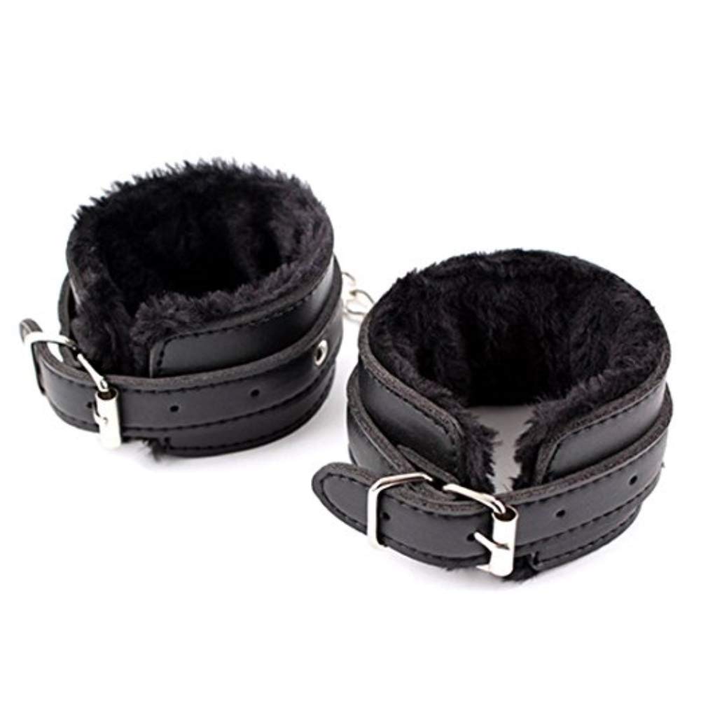 Coppia di Manette in Pelle con Cinturino da Polso Regolabile