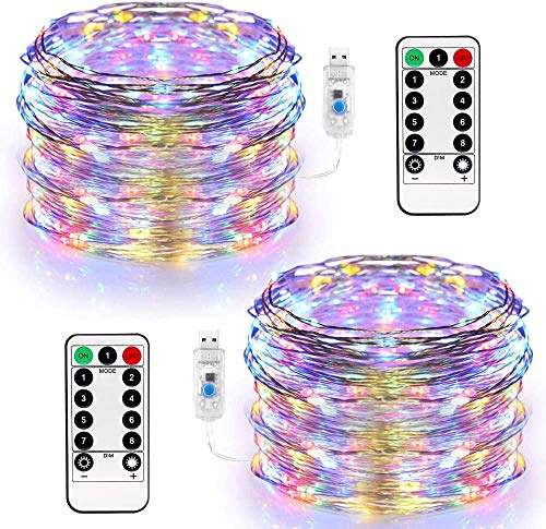 Luces, Home Improvement Guirnaldas con Luces LED Decorativas, ZENSUKYE 2Pack 10M 100LED Multicolor Tira Led, con Control por USB/Control Remoto 8 Modos, Impermeable IP65, Festivals Uso...