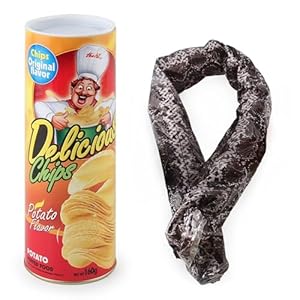 Funny The Classic Potato Chip Snake Can Prank, Trick Gag Gift Toy Scary Shock Snake Trick, Halloween Party Gold