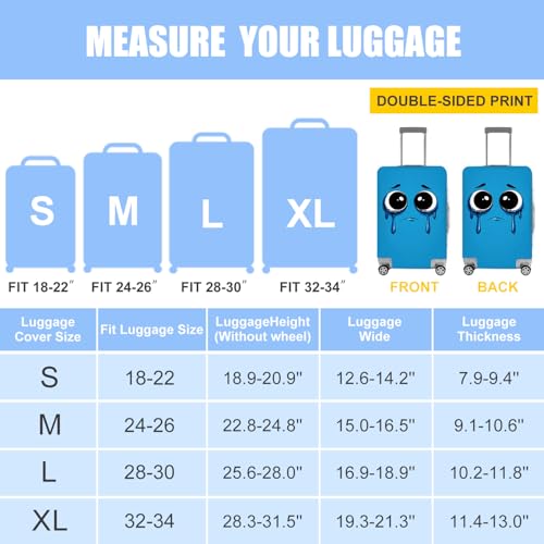 Image of Luggage Cover, Washable Funny Cartoon Suitcase Cover, Stretchable Travel Suitcase Protector Anti-scratch Bag Cover,S