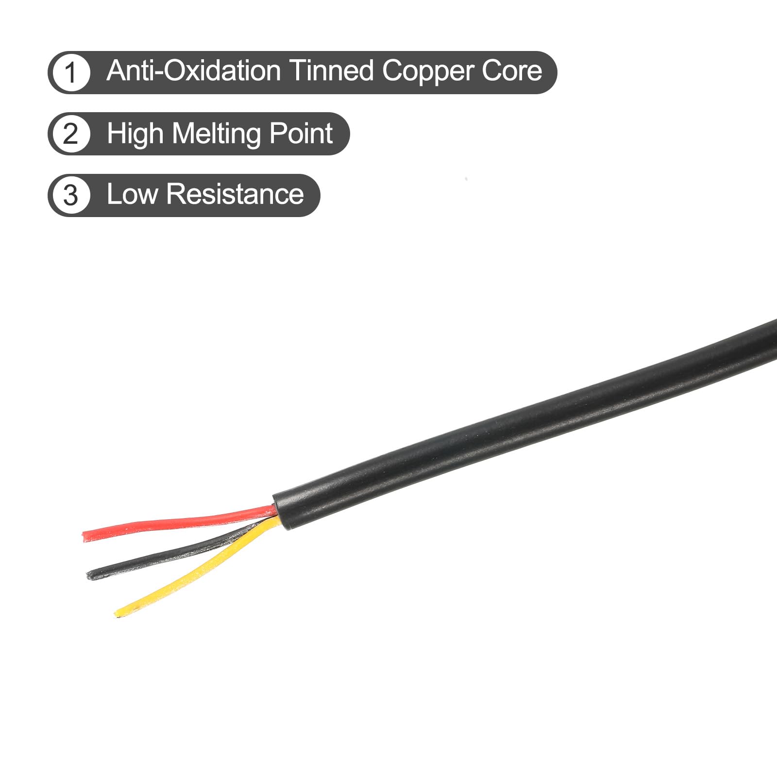 QUARKZMAN 26AWG kabel elektryczny 3 przewody LED oświetlenie kabel ocynkowany miedziany 5m niskie napięcie obudowa PVC elastyczny przedłużacz czarny do taśm LED lamp oświetleniowych