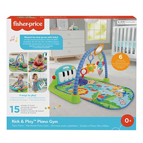 Fisher-Price Kick & Play Piano Baby Gym, activiteitenmat met verwijderbare muziekpiano en verplaatsbaar speelgoed voor baby's, HBB73 - Afbeelding 7