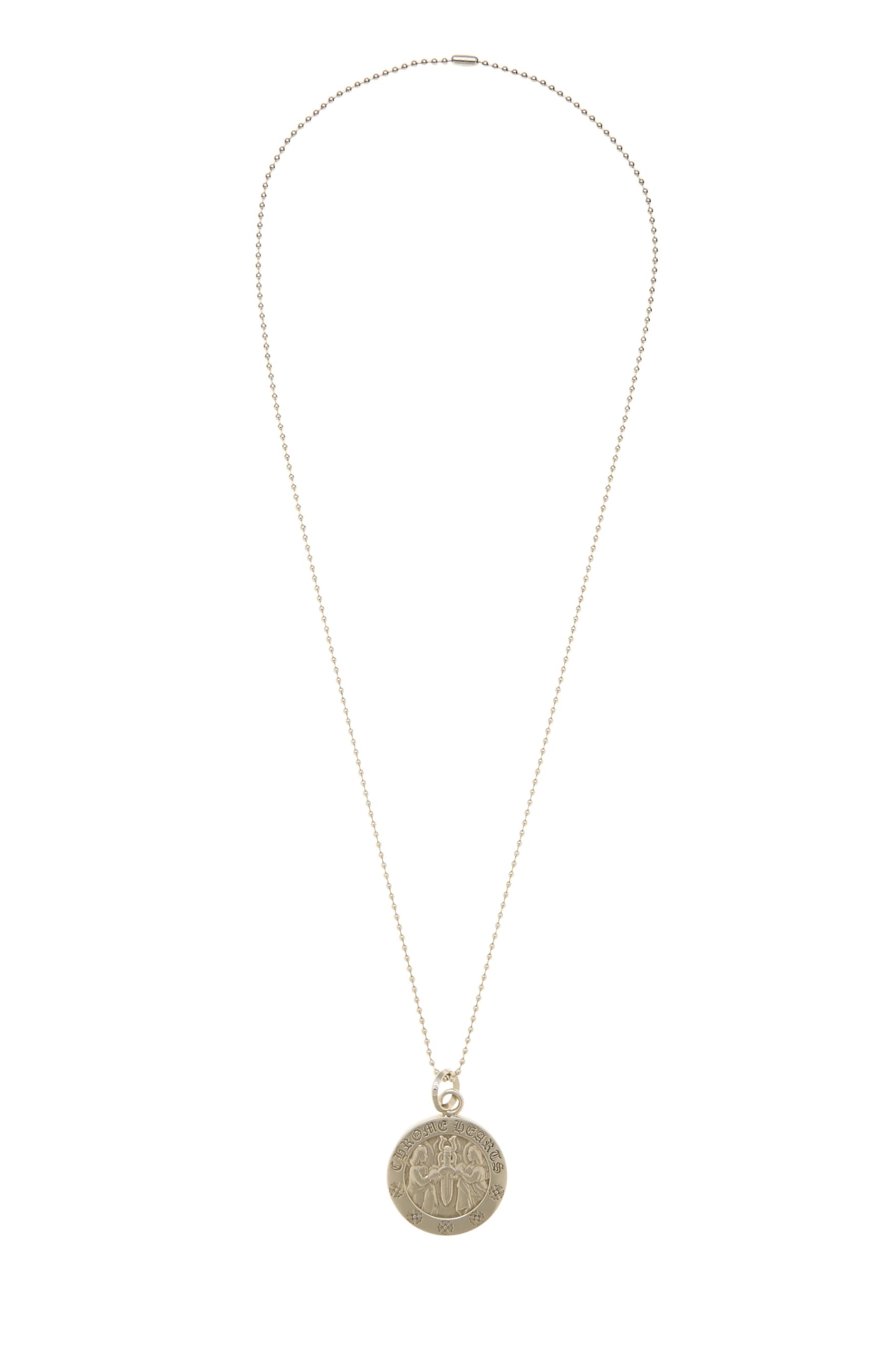 Pre-loved Sterling Silver Angel & Dagger Pendant Necklace, Silver