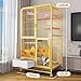 Cat Cages Indoor Large with Litter Box and 360° Universal Whee Large Space, Free Partitioning Kitten Playpen Made of Metal, Suitable for Cat (Color : Yellow, Size : 78 * 55 * 100cm)