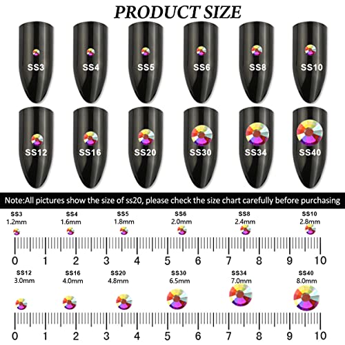 Image of 5760 Pieces Flatback Rhinestones for Nails 1.2MM Nail Rhinestones Gems Jewels Diamond Glass Mini AB Crystal Gemstones Bling Stones for Crafts Makeup Face Eyes
