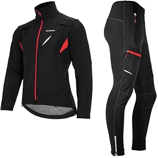 Rockbros Winter Cycling Clothing, Men's Cycling Jacket + Trousers Set, Waterproof Cycling Jacket, Wind Jacket, Cycling Trousers, Leisure Trousers S-4XL