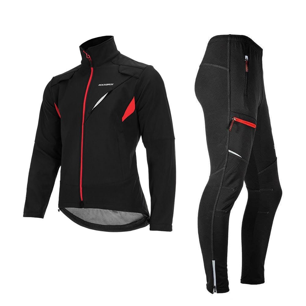 ROCKBROS Winter Fahrradbekleidung Herren Fahrrad Jacke + Hose Set Radjacke  Wasserfest Windjacke Lange Radhose Freizeithose M-4XL : Amazon.de: Fashion
