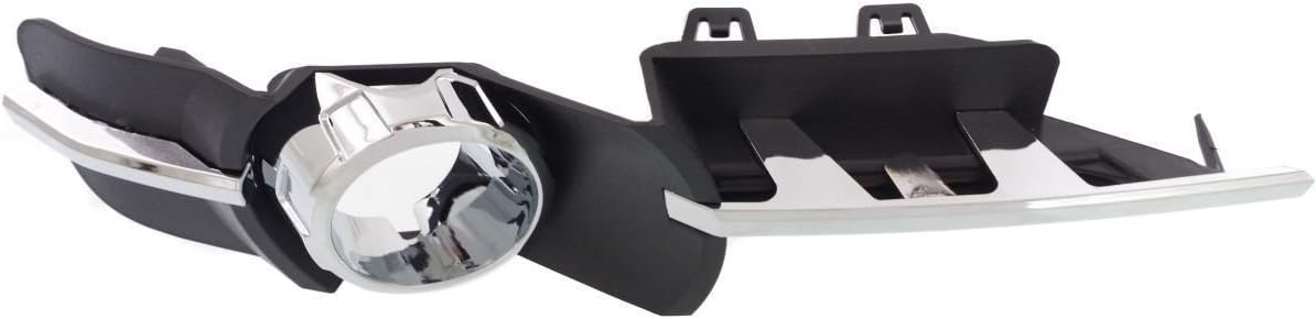 Front Left Driver & Right Passenger Set of 2 Bumper Insert Fog Light Bezel Cover Replacement For 2008-2012 Chevrolet Malibu LT/LTZ Black Textured Plastic with Chrome Trim GM1039115 GM1038115 25905342
