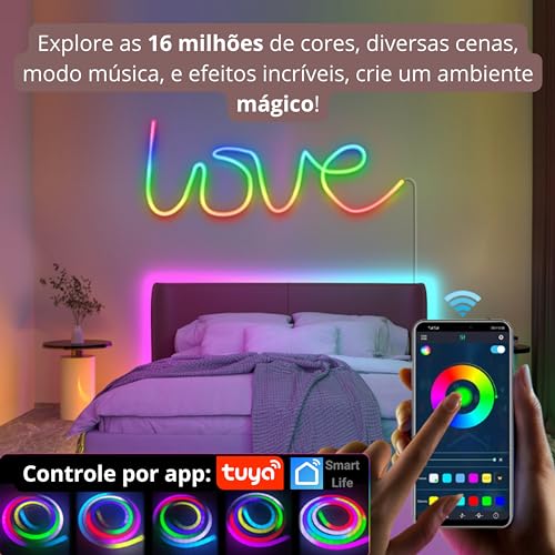 EKAZA Lâmpada Smart Inteligente Dream Color 5 Metros NEON RGB-IC Silicone Wi-Fi compatível com Alexa