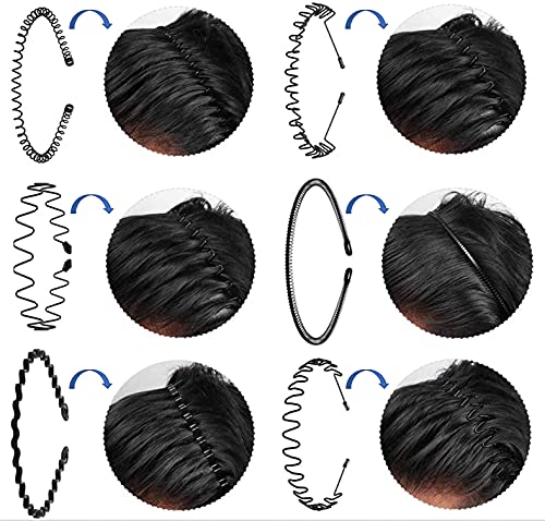 Pack De 6 Diademas De Metal Unisex - Diseño Ondulado, Ajustables, Para Deporte Y Uso Diario