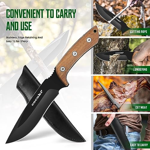 Axe-and-Fixed-Blade-Knife-Combo-Set-Full-Tang-Walnut-Wood-Handle-for-Outdoor-Using-Camping-Survival-Hunting-Leather-Sheath-Included