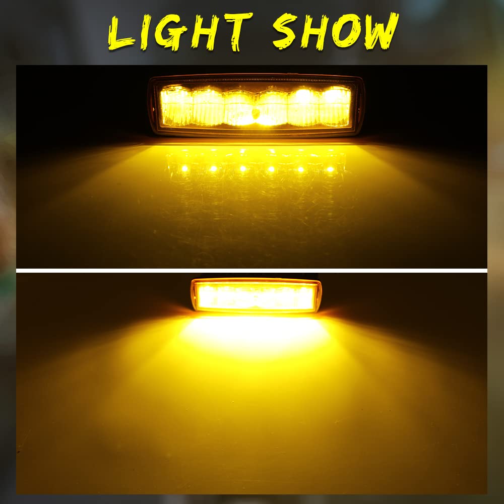 6 Cal Led światła Przeciwmgielne 30W żółte światło Robocze 3000K Ciężarówka Terenowa Led Reflektor 12V 24V Samochód światła Do Jazdy Kwadrat 2 Szt.