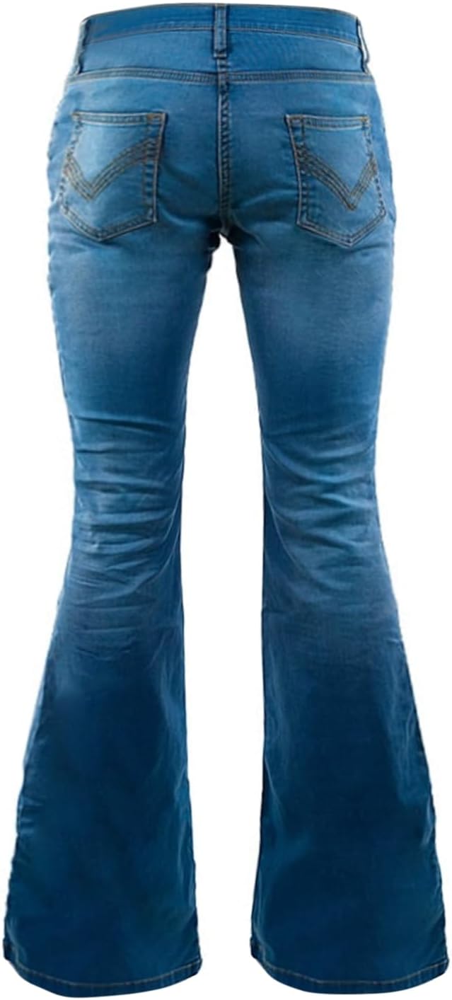 Men's Vintage Jeans Bell Bottom Pants Retro 70s 60s Outfits Flared Jeans Comfortable Stretch Fit for Disco Party - Image 2