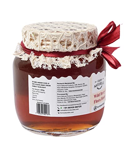 Image of Farm Naturelle-Wild Berry Honey|400gm and a Wooden Spoon|100% Pure Lab Tested Honey In Glass Bottle.