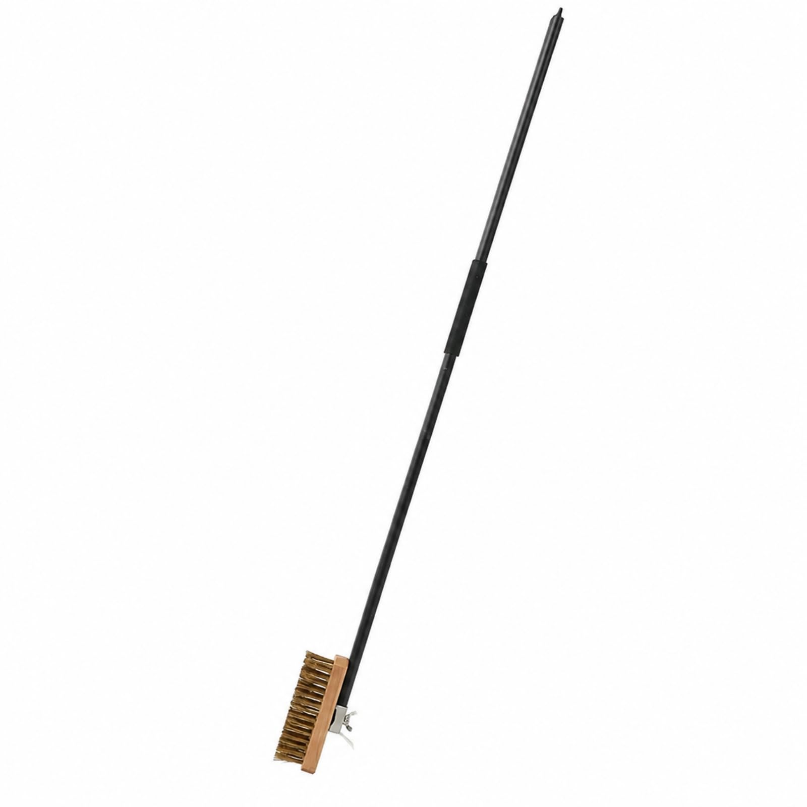 Spazzo Setole di Rame con Manico Lungo e Raschietto Resistente per Cuochi Professionisti, Barbecue, Forni Caldi, Commerciali, Nero