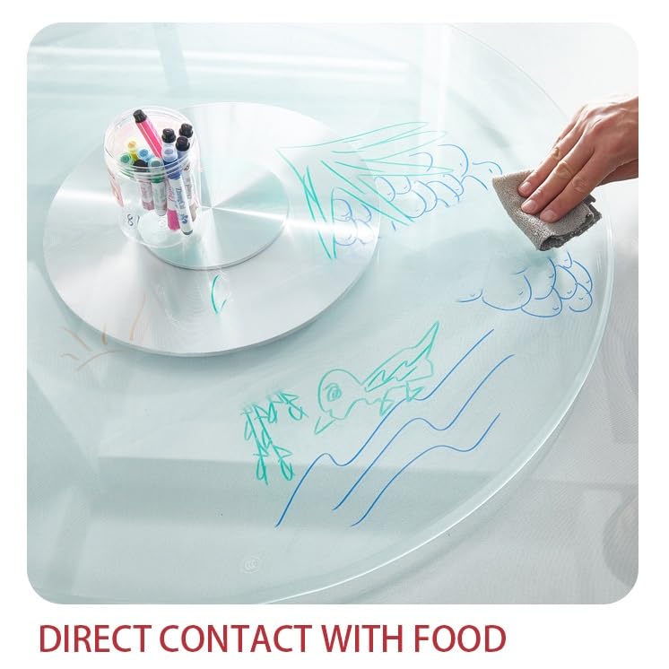 Grand Plateau Tournant en Verre Trempé Épais De 24 À 40 Pouces, Plateau De Service Pivotant pour Centre De Table, Plateau Tournant De Cuisine (100 Cm).