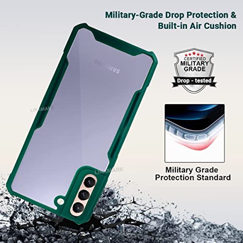 Image of LIRAMARK Transparent Clear Shock Proof Back Cover Case Designed for Samsung Galaxy S21 Plus (Green)