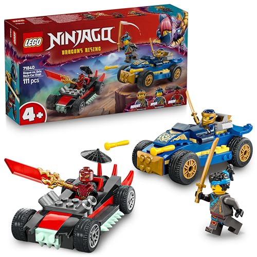 Image of LEGO NINJAGO Rogue vs. Drix Race Car Duel Ninja Toy Playset 71840 Building Blocks Toys for 4+ Gift for Boys and Girls