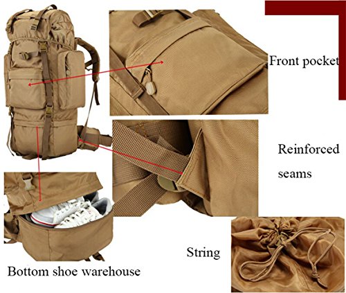 Greenpromise 70L Metal Holder Backpack Outdoor Sports Bag Military Tactical Bags Hiking Camping Waterproof Wear-Resistant Nylon Bag - Image 6