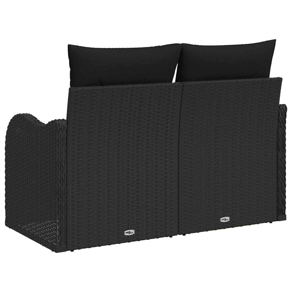 vidaXL Divano da Giardino con Cuscino Nero 121 x 62 x 69cm polyrattan, Divano modulare Leggero per Giardino e terrazzo, Resistente ai Raggi UV, Perfetto per Esterni