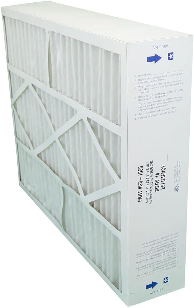 G8-1056 GENUINE 20x25x5 (Actual Size: 20-1/4 x 25-3/8 x 5-1/4) MERV 14 GOODMAN, CARRIER, ELECTRO-AIR, FIVE SEASONS, 20X25 MEDIA FILTERS - Case of 1 (ONE) Filter