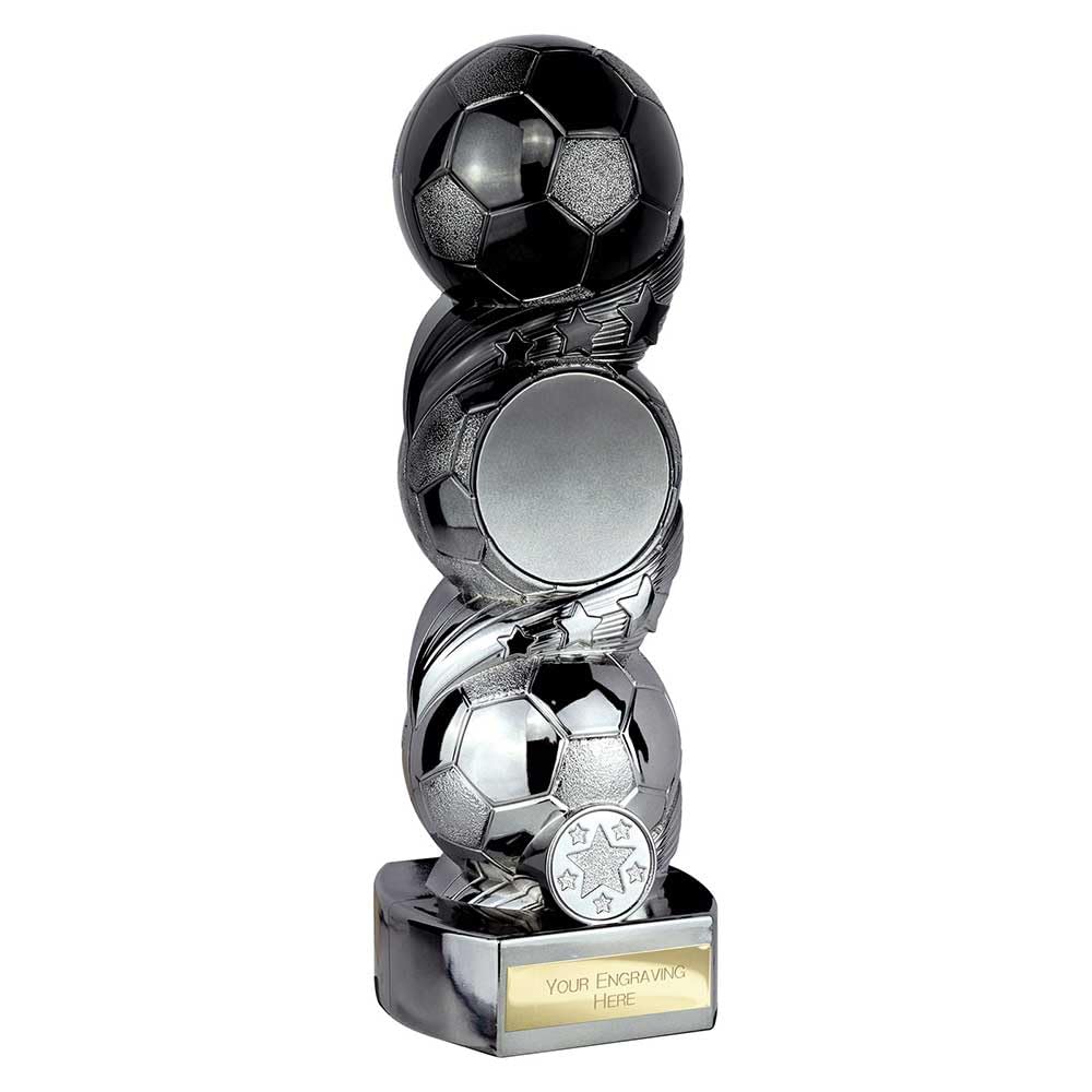 Troshow Black & Gunmetal Hat Trick Strike Carbon Football Trophy Award 240Mm Free Engraving Pa25006d-Trd