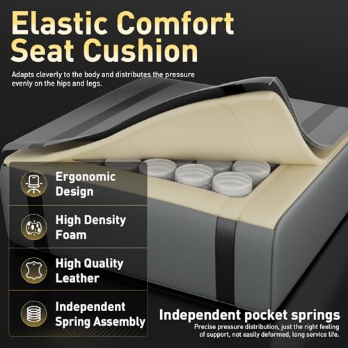 Image of HLDIRECT Gaming Chair, Ergonomic Video Game Seat with 360 Swivel & Lumbar Massage, Computer Chair PU Leather Cushion for Adults Home /Office Use (Black & Grey)