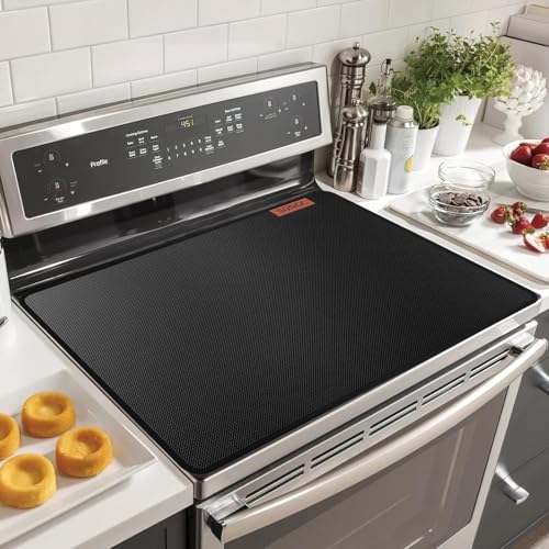 Stove Top Covers For Electric Stove Mat, Heat Resistant Mat for Glass Cooktop Double-Sided Fireproof Waterproof Oilproof 30 x 21 Inches Black