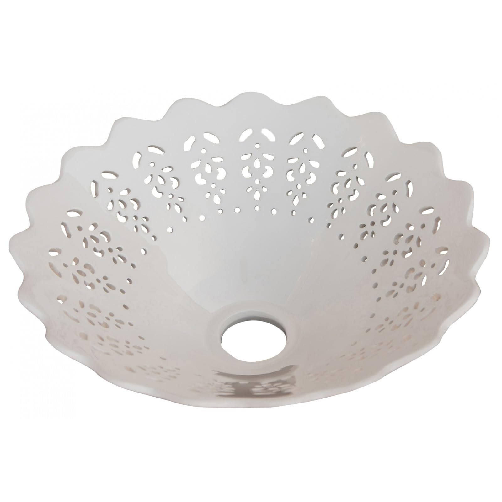 Biscottini Piatto paralume in ceramica bianca traforata diametro 30x12 cm