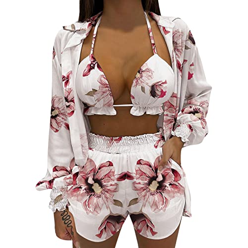 Ensemble Floral Print Shorts Set AMDOLE 3 pièces fluide respirant