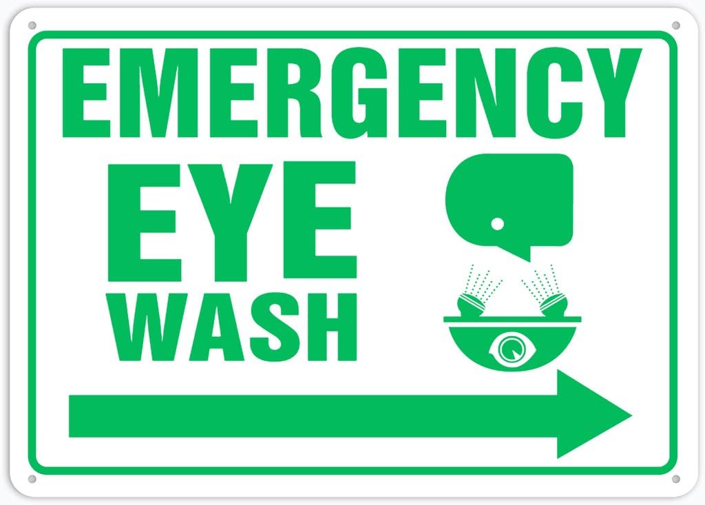 8"x12" Tin Metal Sign - Emergency Eye Wash Right Arrow - Decorative Plate For Shop, Yard, Garage, Outdoor Wall