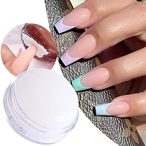 ZIZEO White Nail Art Stamper, Clear Jelly Cream Silicone Nail Polish Transfer Stamping, French Design Nail Stamper, French Tips DIY Manicure Tools Round Nail Supplies Nail Art Decorations Accessories