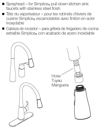 KOHLER GENUINE PART GP1043211-VS Pulldown Sprayhead For Kohler Simplice Faucet, Vibrant Stainless Finish - image 4