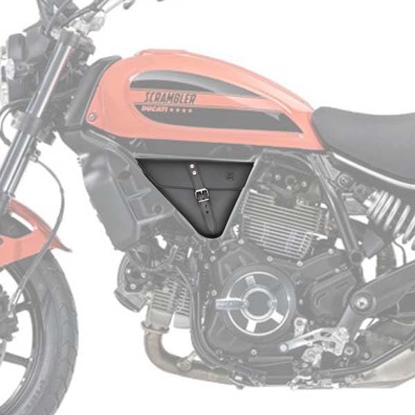 ExMoto Borsa Laterale Borsello da Telaio Nero in Pelle per DUCATI SCRAMBLER (Black)