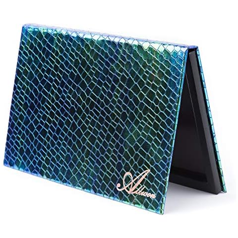 Allwon Magnetic Palette Mermaid Empty Makeup Palette with Mirror and 30Pcs Adhesive Empty Palette Metal Stickers for Eyeshadow Lipstick Blush Powder (Green) Cover