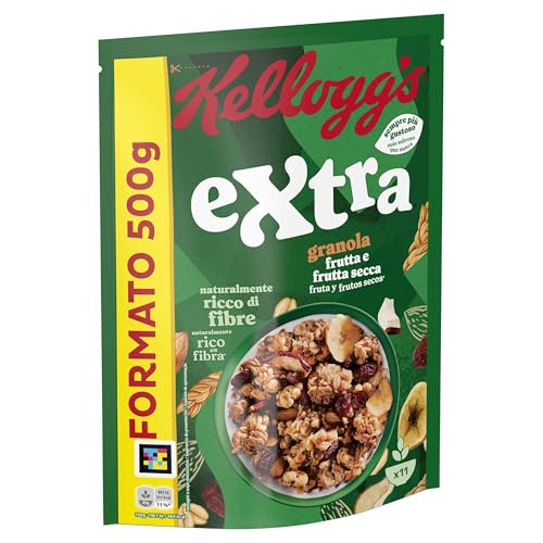 Kellogg's Cereali Extra | Gusto Frutta e Frutta Secca | Granola con Avena Croccante | Confezione Singola da 500g (1 x 500g)
