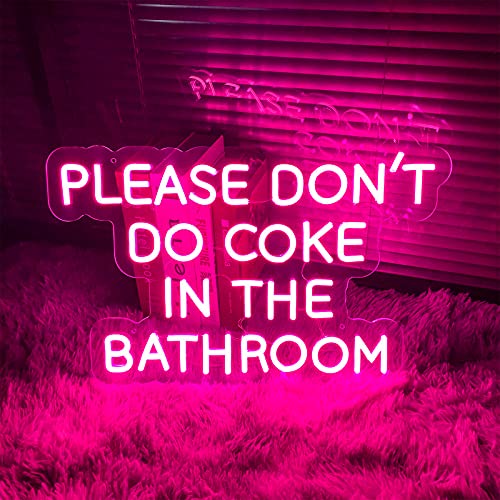 Neon Sign Please Dont Do Coke in The Bathroom-LED Adjustable Brightness Flex Light Signs Indoor Bedroom Wall Decor Neon Signs Bar Christmas Party Wedding Girl Boy Living Room (50×31.8 CM,Pink)