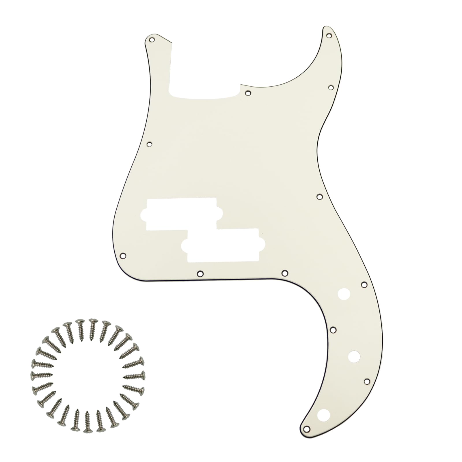 13-Hole P Bass Pickguard for Fender Precision Bass, Ivory 3Ply