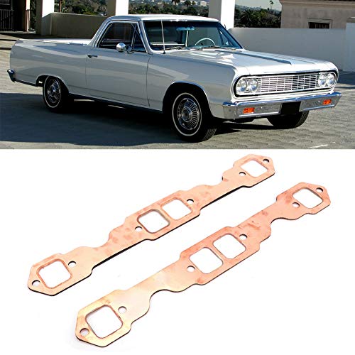 Image of Exhaust Gaskets, 2pcs Square Port Copper Header Exhaust Gaskets Reusable Fit for for SB 327 305 350 383